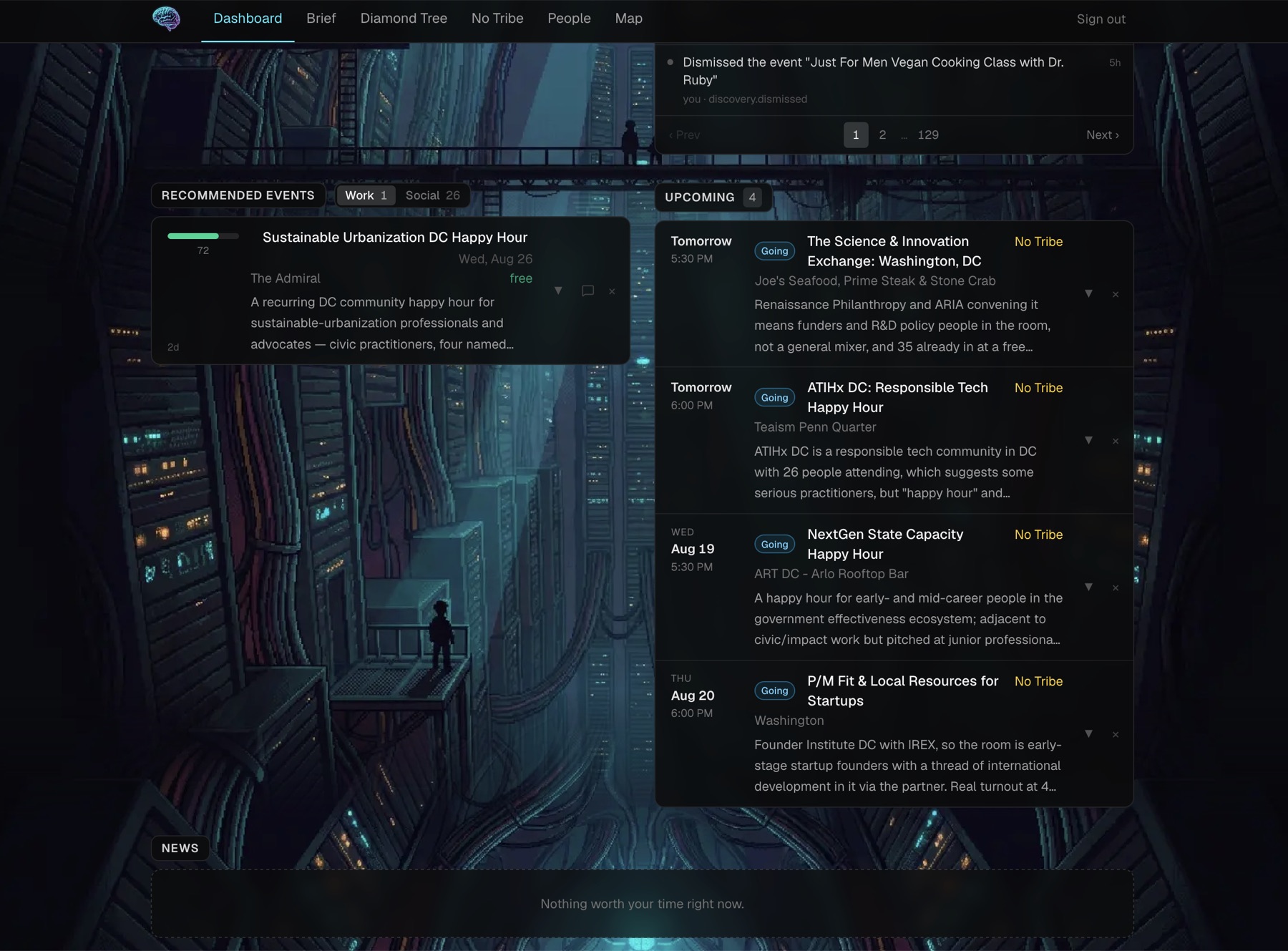 Incoming events and news, scored and ranked by relevance